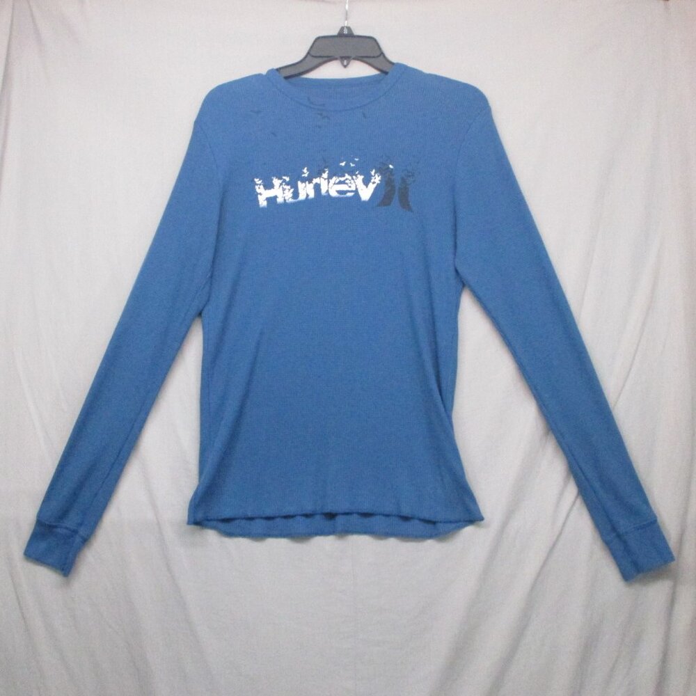 Hurley Waffle Knit Long Sleeve Shirt Blue Men Size |‎ M